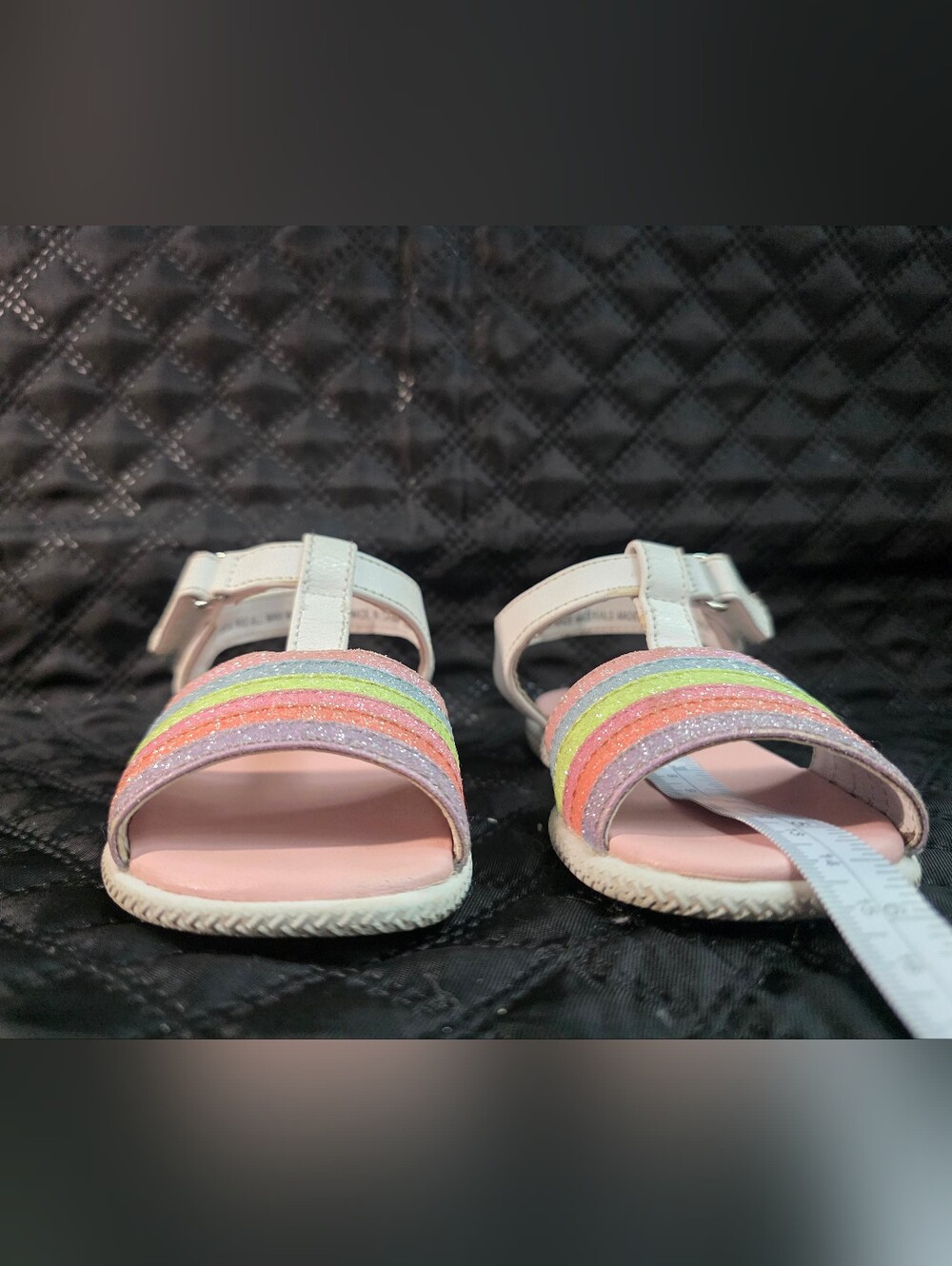 Rachel Shoes Girls' White Sandals with Rainbow Straps - Picture 4 of 11
